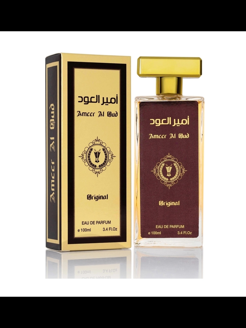 Ameer Al Oud Eau de Parfum - Gold & Deep Maroon Bottle